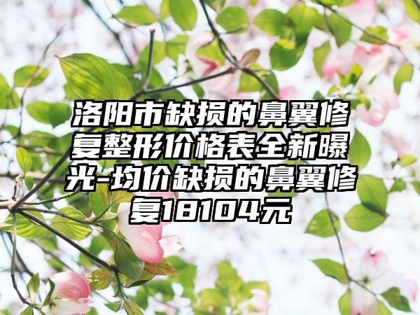 洛阳市缺损的鼻翼修复整形价格表全新曝光-均价缺损的鼻翼修复18104元