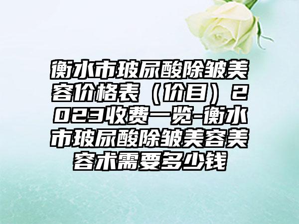 衡水市玻尿酸除皱美容价格表（价目）2023收费一览-衡水市玻尿酸除皱美容美容术需要多少钱