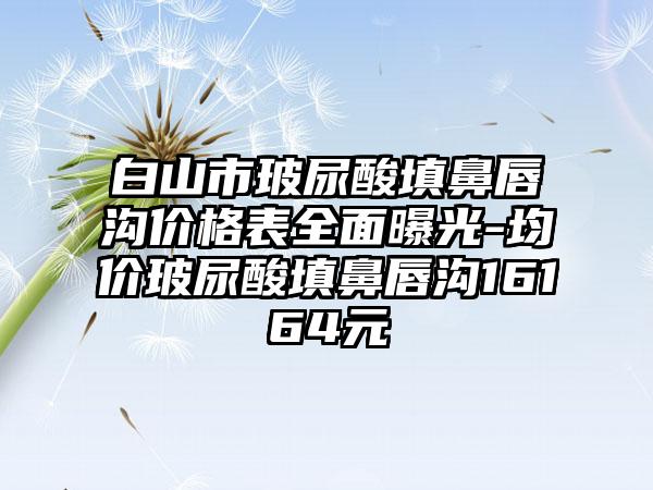 白山市玻尿酸填鼻唇沟价格表全面曝光-均价玻尿酸填鼻唇沟16164元