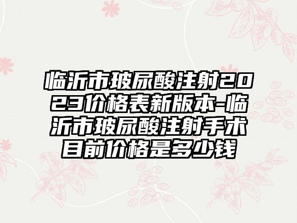 临沂市玻尿酸注射2023价格表新版本-临沂市玻尿酸注射手术目前价格是多少钱